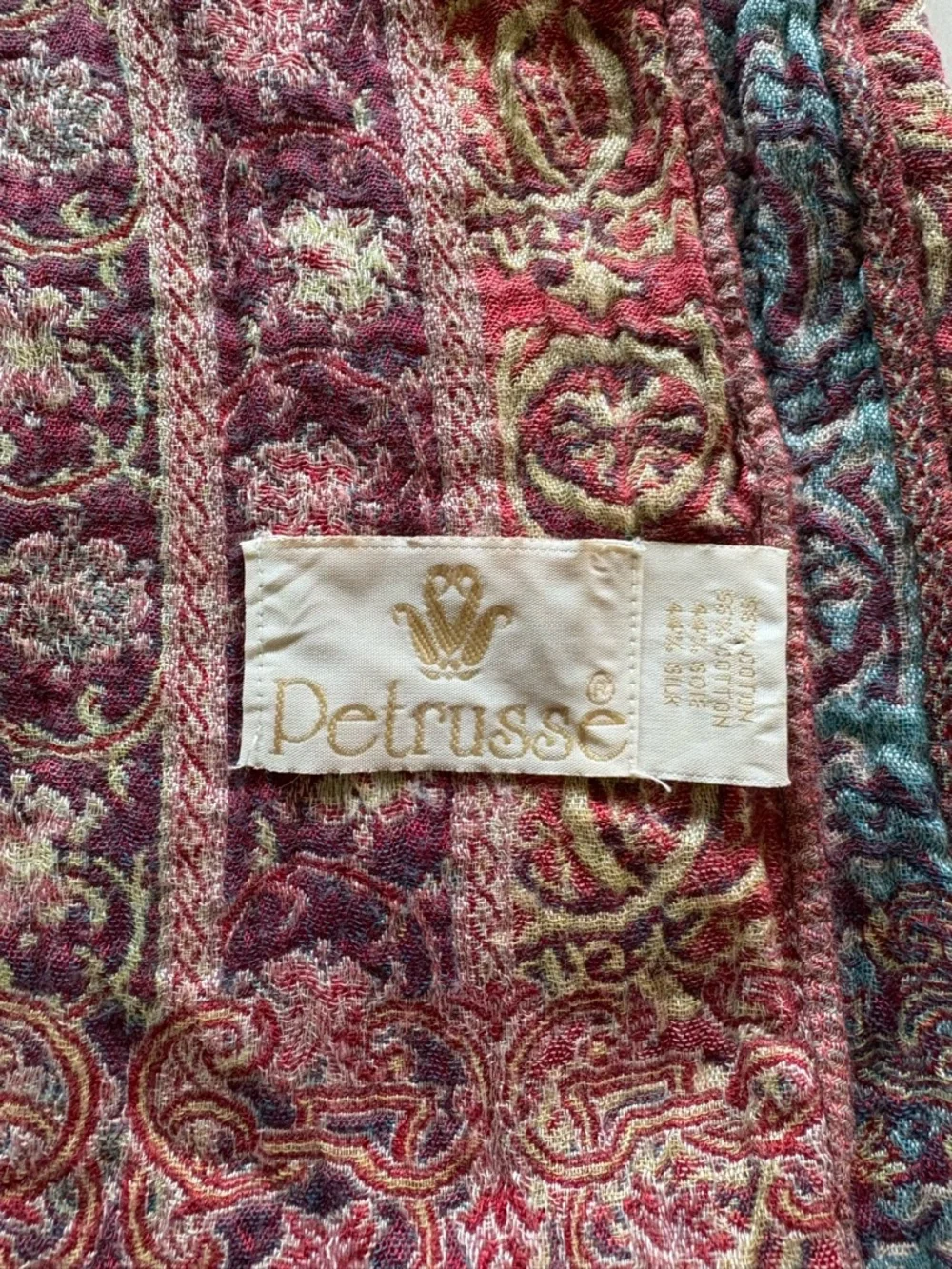 Petrusse Chenonceau Carmine Cotton and Silk Scarf - Picture 2 of 5